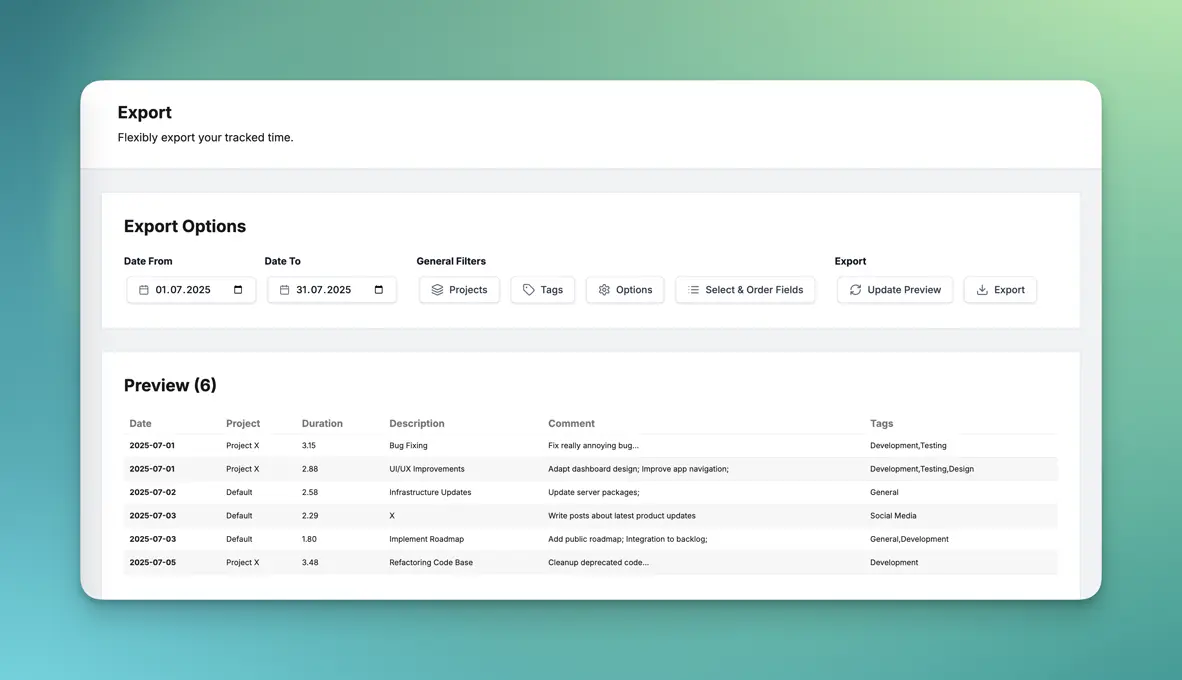 Flexible Data Export