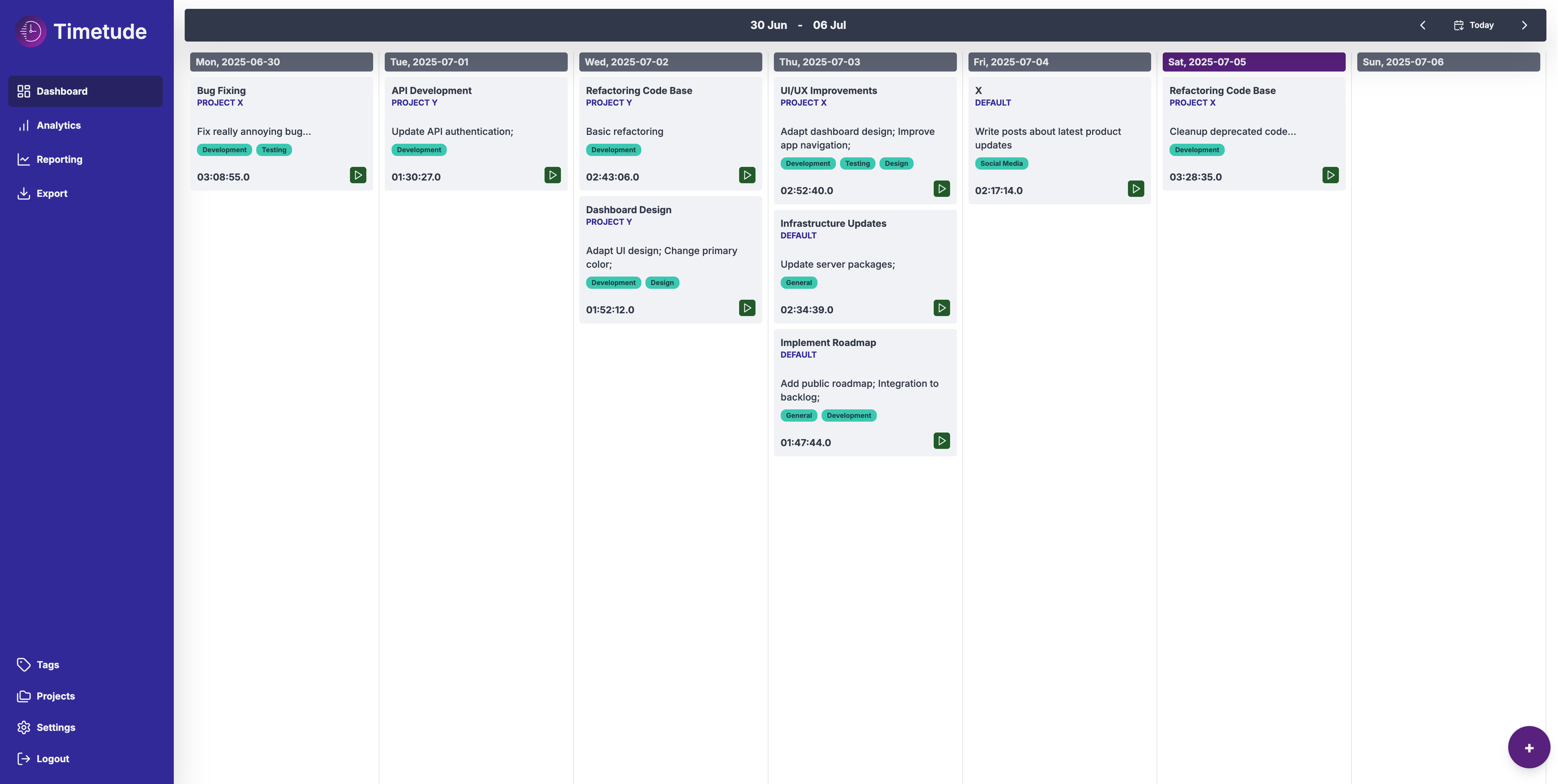 Timetude Dashboard Preview
